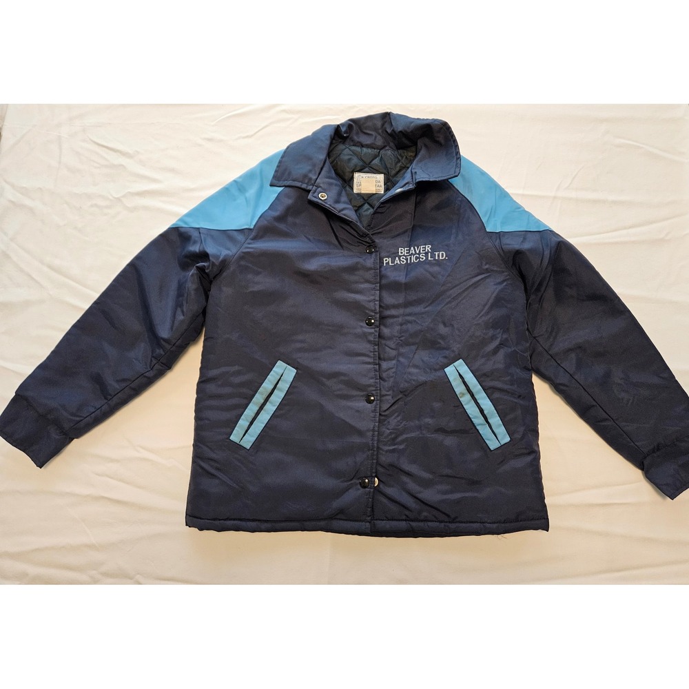 Vintage Cross Canada Sportswear Quilted Coach Jacket Beaver Plastics Ltd 70s 80s